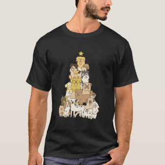 Hondenliefhebber kerstboom Merry Dogmas Cute Puppy T-shirt