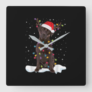 Hondenliefhebber Kerstkerst met chocolade-labrad Vierkante Klok