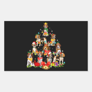 Hondenliefhebber - kerstlicht met beagle bomen rechthoekige sticker