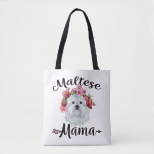 hondenliefhebber Kute Maltese mama Dog Flowers F Draagtas