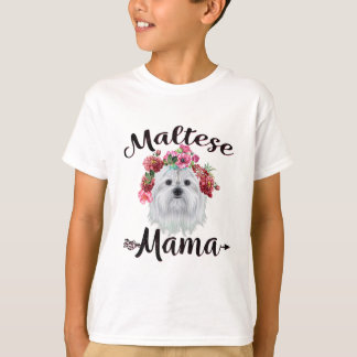 Hondenliefhebber | Kute Maltese mama Dog Flowers F T-shirt