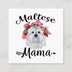 hondenliefhebber Kute Maltese mama Dog Flowers F Vierkante Visitekaartje