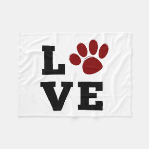 Hondenliefhebber Love Paw Print Dierenvriend Fleece Deken