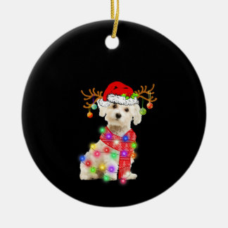 Hondenliefhebber | Maltees Santa Hat Xmas Fairligh Keramisch Ornament