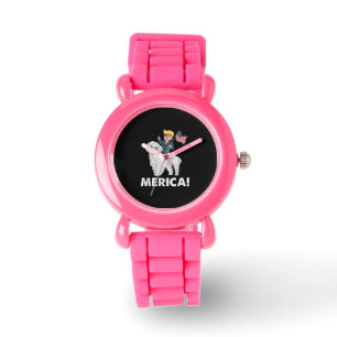 Hondenliefhebber  Merica Trump Riding Maltees 4 ju Horloge