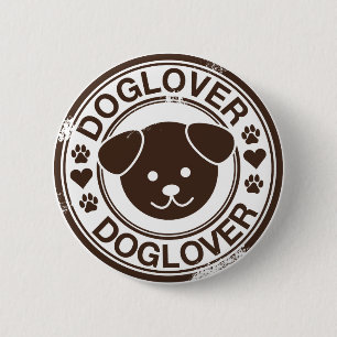 hondenliefhebber met puppy face ronde button 5,7 cm