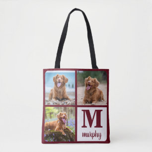 hondenliefhebber Modern monogram Aangepast 3 foto Draagtas