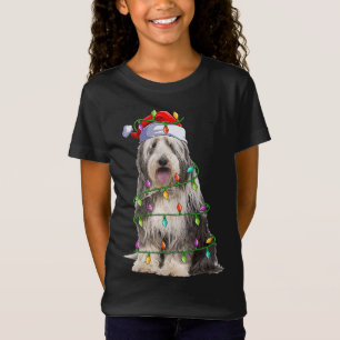 Hondenliefhebber op basis van bearen met kerstkers t-shirt