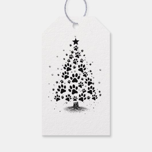Hondenliefhebber Paw Print Kerstboom Cadeaulabel (Achterkant)