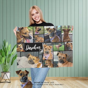 Hondenliefhebber PET 12 Fotocollage Aangepaste kle Fleece Deken