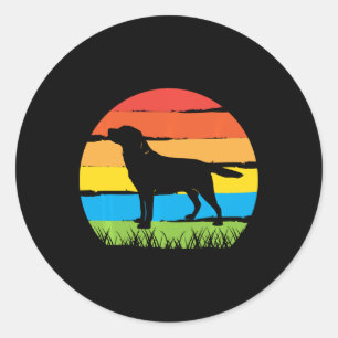 Hondenliefhebber Retro Sunset Labrador Retriever Ronde Sticker