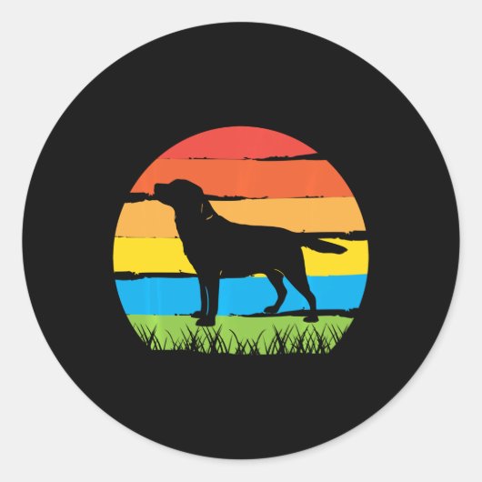 Hondenliefhebber |Retro  Sunset Labrador Retriever Ronde Sticker (Voorkant)