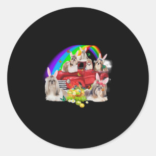 Hondenliefhebber Schattigee Shih Tzu en regenboo Ronde Sticker