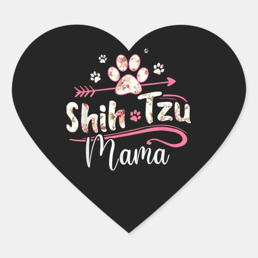 Hondenliefhebber Shih Tzu Mama Hart Sticker (Voorkant)