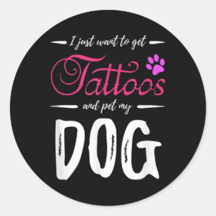 Hondenliefhebber Tattoo Funny Dog Mam Gift Idea Ronde Sticker