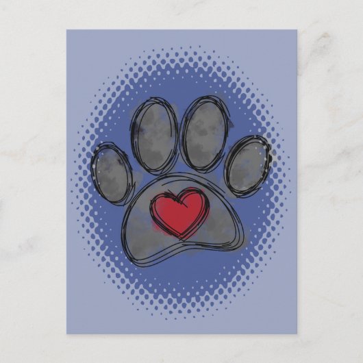 Hondenliefhebber Tekening Waterverf Halftone Print Briefkaart (Voorkant)