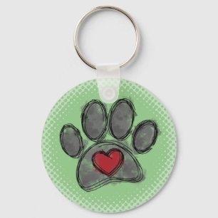 Hondenliefhebber Tekening Waterverf Halftone Print Sleutelhanger