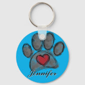 Hondenliefhebber Tekening Waterverf Sleutelhanger (Achterkant)