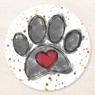 Hondenliefhebber Tekening Waterverf Verf Splatter Ronde Kartonnen Onderzetter