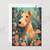 Hondenliefhebber van Airedale Terrier Spring Flowe Briefkaart (Voorkant / Achterkant)