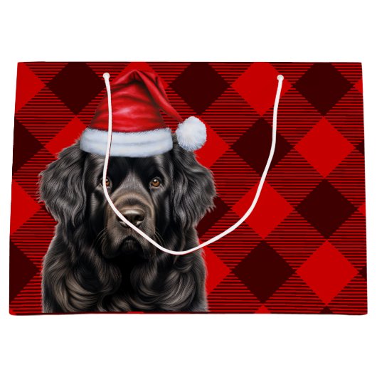 Hondenliefhebber van Christmas Plaid Newfoundland Groot Cadeauzakje (Voorkant)