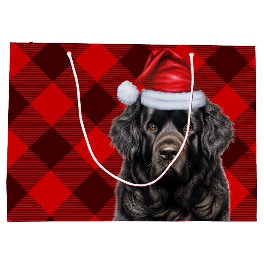 Hondenliefhebber van Christmas Plaid Newfoundland Groot Cadeauzakje (Achterkant)