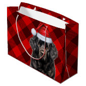 Hondenliefhebber van Christmas Plaid Newfoundland Groot Cadeauzakje (Achterkant Gekanteld)