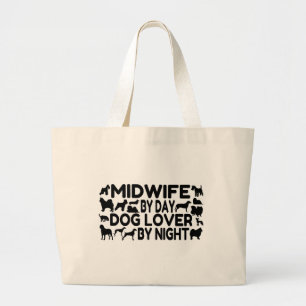 Hondenliefhebber vroedvrouw grote tote bag
