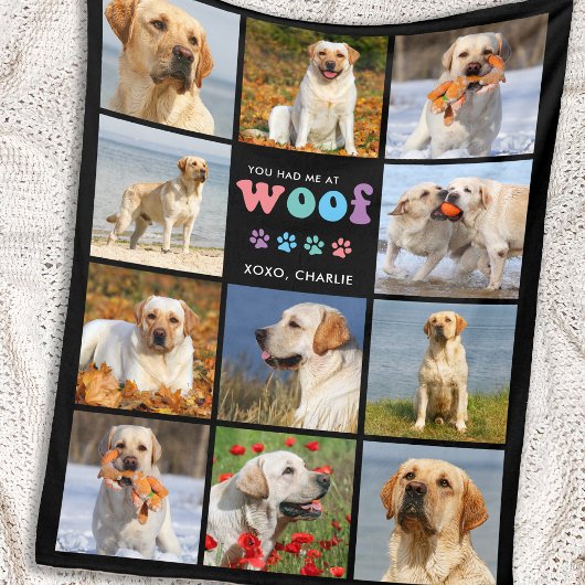 Hondenliefhebber WOOF Custom 11 Pet Afbeelding Kle Fleece Deken
