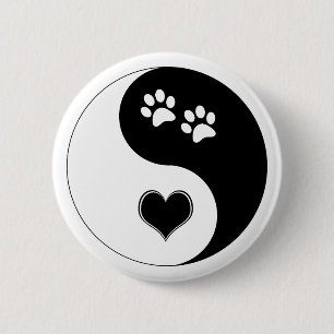 Hondenliefhebber Yin Yang Hart en Pootafdrukken Ronde Button 5,7 Cm