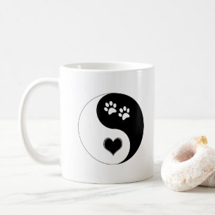 Hondenliefhebber Yin Yang Heart en Paw Prints Koffiemok