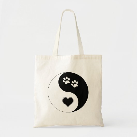 Hondenliefhebber Yin Yang Heart en Paw Prints Tote Bag (Voorkant)