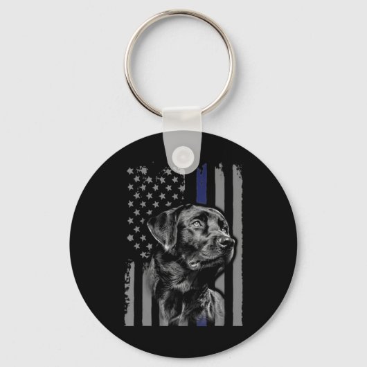 Hondenliefhebber | Zwarte Labrador American Flag T Sleutelhanger (Voorkant)