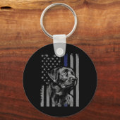 Hondenliefhebber | Zwarte Labrador American Flag T Sleutelhanger (Voorkant)
