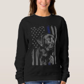 Hondenliefhebber | Zwarte Labrador American Flag T Trui (Voorkant)