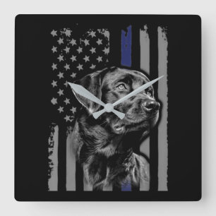 Hondenliefhebber Zwarte Labrador American Flag T Vierkante Klok