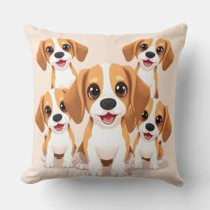 Hondenliefhebbers – AI-cartoon Beagle-illustratie Kussen
