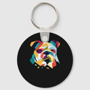 Hondenliefhebbers   Bulldog Polygonal Abstract Gra Sleutelhanger