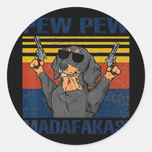 Hondenliefhebbers   Dachshund Pew Pew  Ronde Sticker