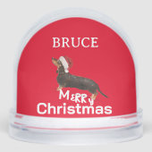 Hondenliefhebbers Dacshund Fun Red Merry Christmas Sneeuwbol (Voorkant)