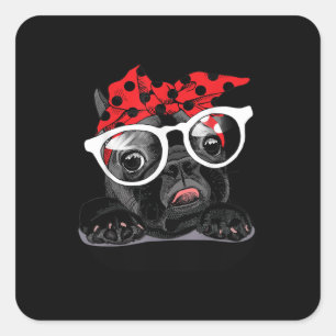 Hondenliefhebbers   Frans Bulldog Portret in een h Vierkante Sticker