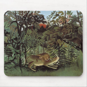 Hondenlion van Henri Rousseau,  dier in het wild Muismat