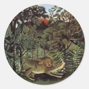 Hondenlion van Henri Rousseau, dier in het wild Ronde Sticker