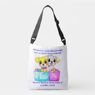 Hondenmoeder diamanten geanimeerd schattig winkele crossbody tas