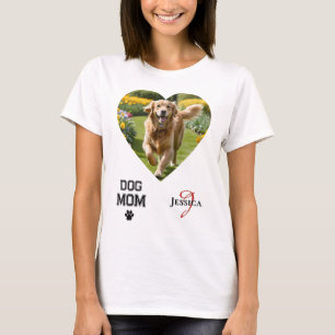 Hondenmoeder Hartvormige Foto's Monogram Pootafdru T-shirt