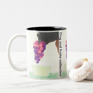 Hondenneus en druif tweekleurige koffiemok