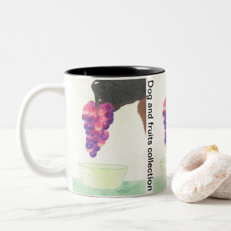 Hondenneus en druif tweekleurige koffiemok