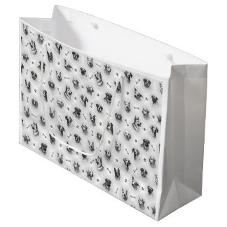Hondenpatroon met botten en pootafdrukken groot cadeauzakje