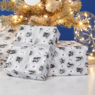 Hondenpatroon met botten en pootafdrukken voor cadeaupapier