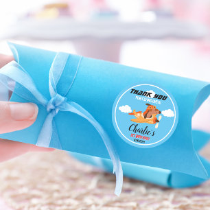 Hondenpiloot Vliegend Vliegtuig, Leuke Verjaardag Ronde Sticker